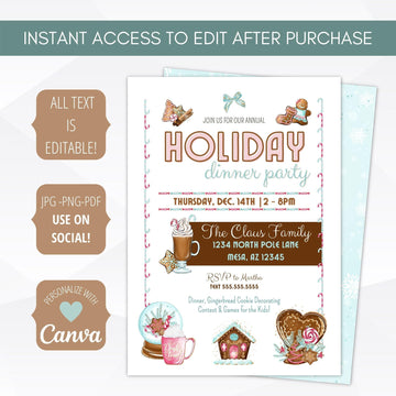 editable christmas dinner party invitation